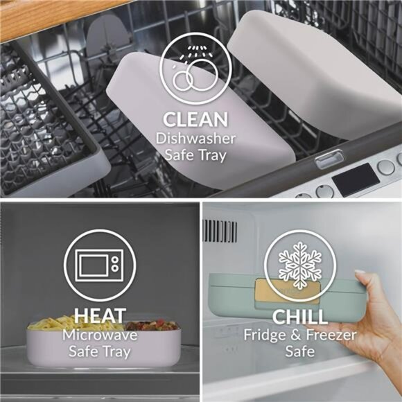 Adult bento lunch box leak resistant 3 compartment reusable microwave safe conta - Picture 5 of 7